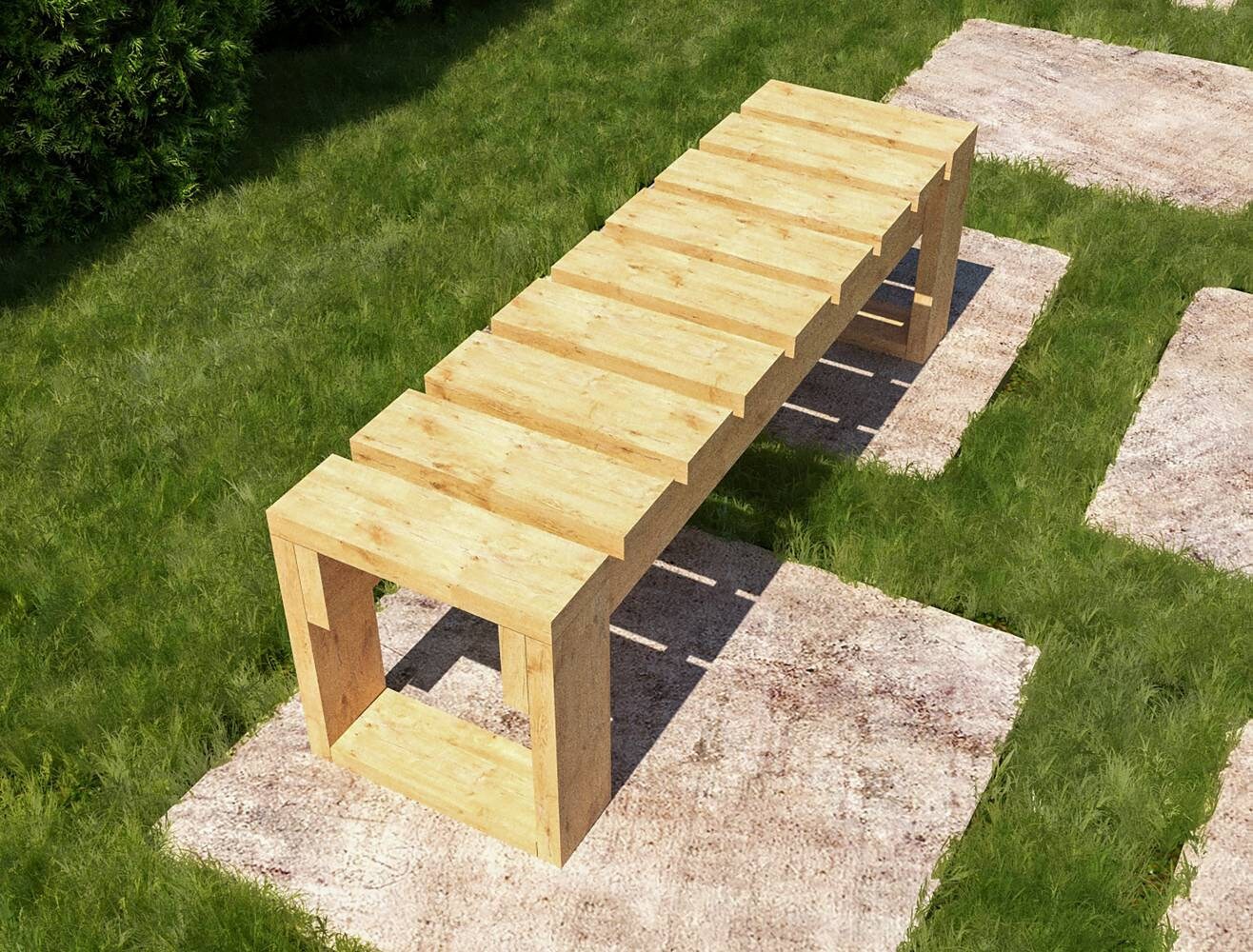 DIY Simple Patio Bench Plans Outdoor Bench Plans Pool Bench Etsy