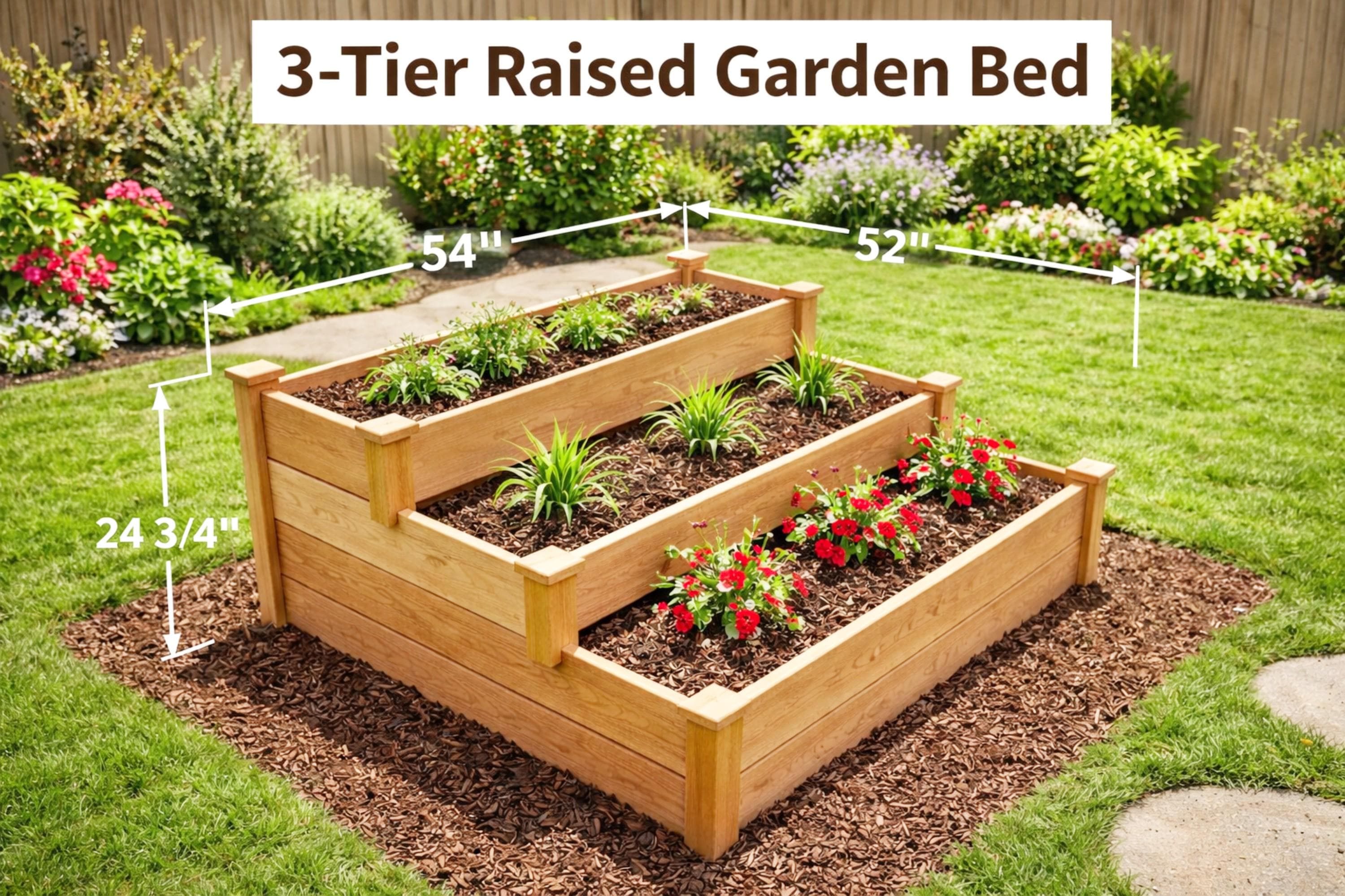 DIY 3-tier Raised Garden Planter Box Plans: Woodworking Build Project ...