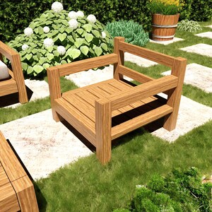 DIY Outdoor Sofa Set Plans: Patio Furniture Woodworking Build Project ...