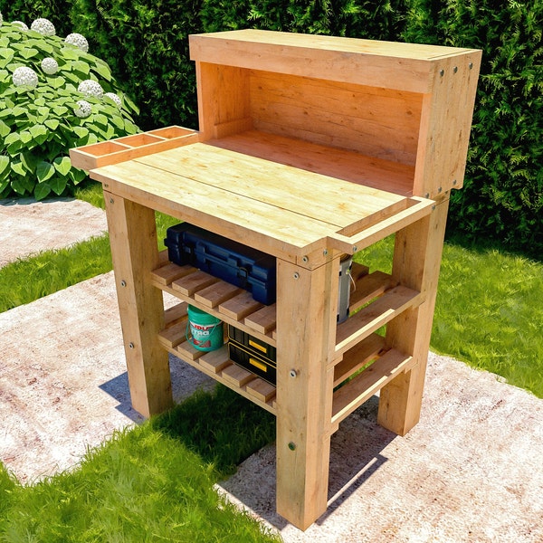 DIY Garden Potting Bench Plans, Planter Bench Plans, Storage Bench Plans, PDF Instant Download