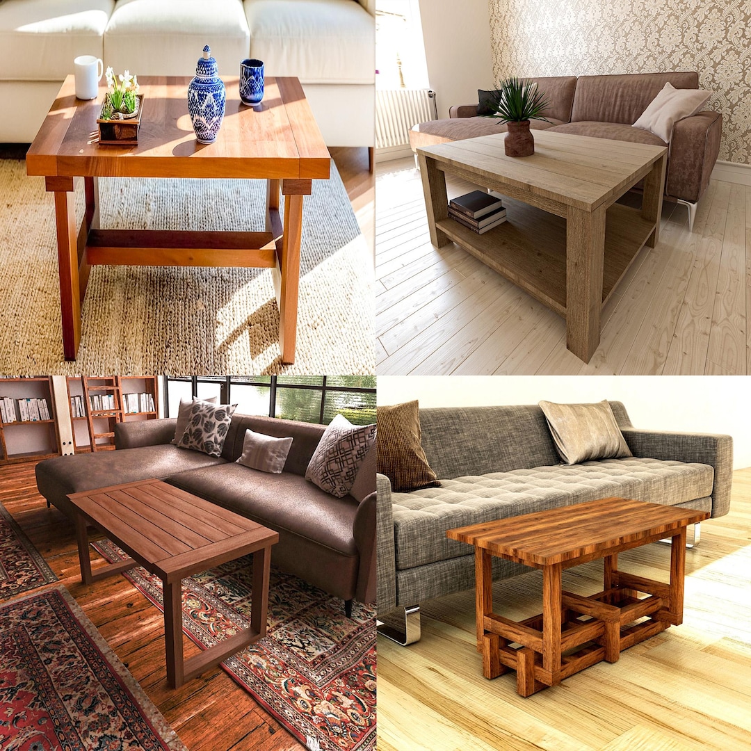 DIY Coffee Table Plans: 4 Wood Furniture Designs (PDF Download) - Etsy