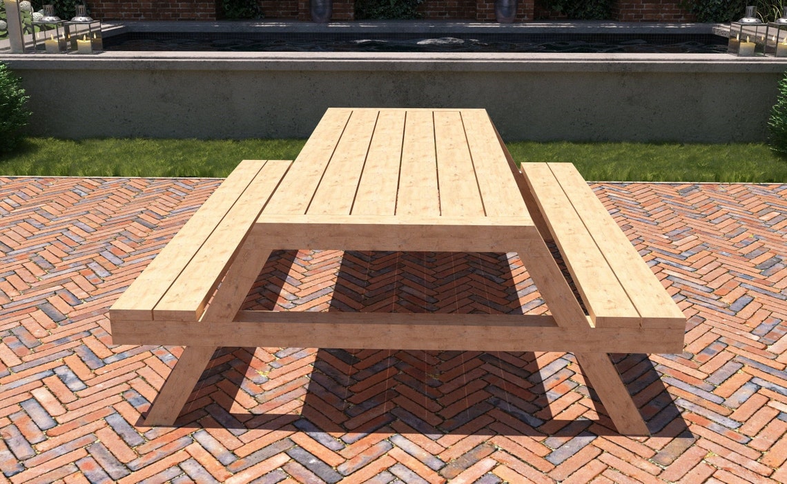 DIY Modern Picnic Table Build Plans Garden Patio Table Plans Etsy