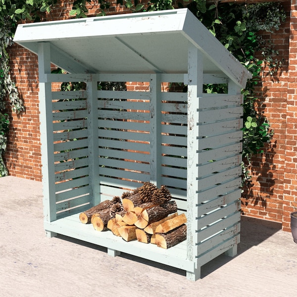 DIY Firewood Storage Shed Plans, Garden Storage Bench Plans, Backyard Storage Bench Plans, Easy Build, PDF Instant Download