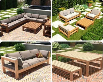 DIY Outdoor Furniture Plans BUNDLE, Patio Sofa Set Plans, Picnic Table Plans, Easy to Build, PDF File Instant Download