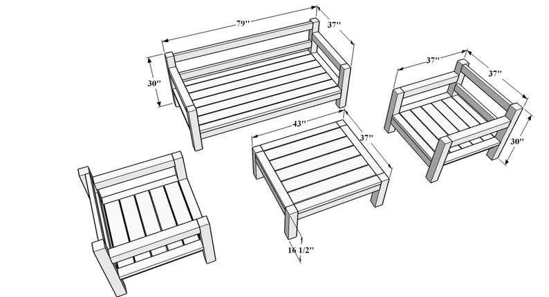 DIY Outdoor Furniture Sofa Set Plans, Patio Bench Plans, Garden Sofa Set Plans, Easy Build, Step by Step Instructions, PDF Instant Download image 7