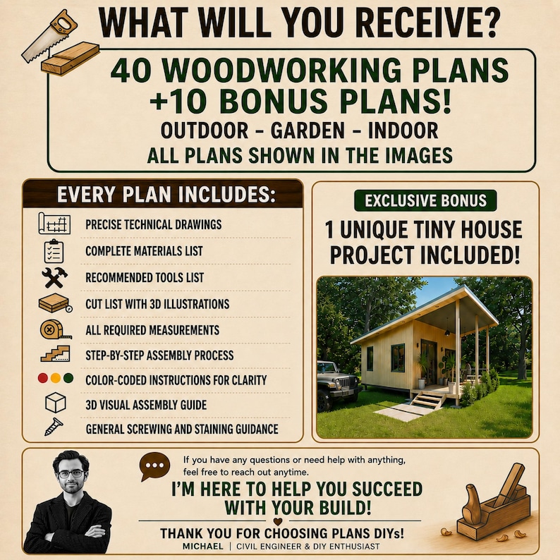 Discover a complete 40-plan DIY woodworking set for interior and exterior furniture. Includes printable construction blueprints for outdoor dining tables, picnic benches, Adirondack chairs, planter boxes, sectional sofa and sofa sets, garage storage shelves, and custom wood shelving. Perfect DIY woodworker resource offering step-by-step instructions, materials list, and cut diagrams. Great for backyard projects, home upgrades, furniture building, woodworking plans bundle. Instant PDF download.