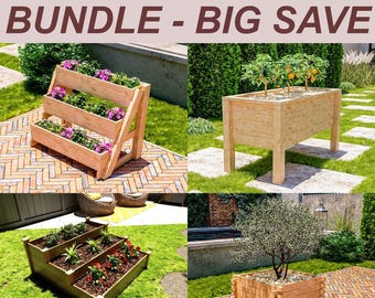 DIY Planter Box BUNDLE Plans, Garden Planter Plans, Vegetable Planter Plans, Raised Planter Bed Plans, Easy Build, PDF File Instant Download