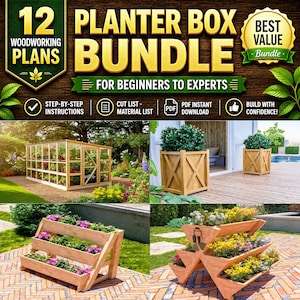 DIY Raised Planter Box Plans Bundle: 12 Woodworking Projects for Garden (PDF Digital Download)