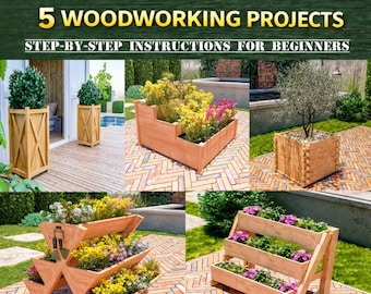 DIY Planter Box Plans Bundle: 5 Garden Woodworking Projects for Beginners (PDF Download)