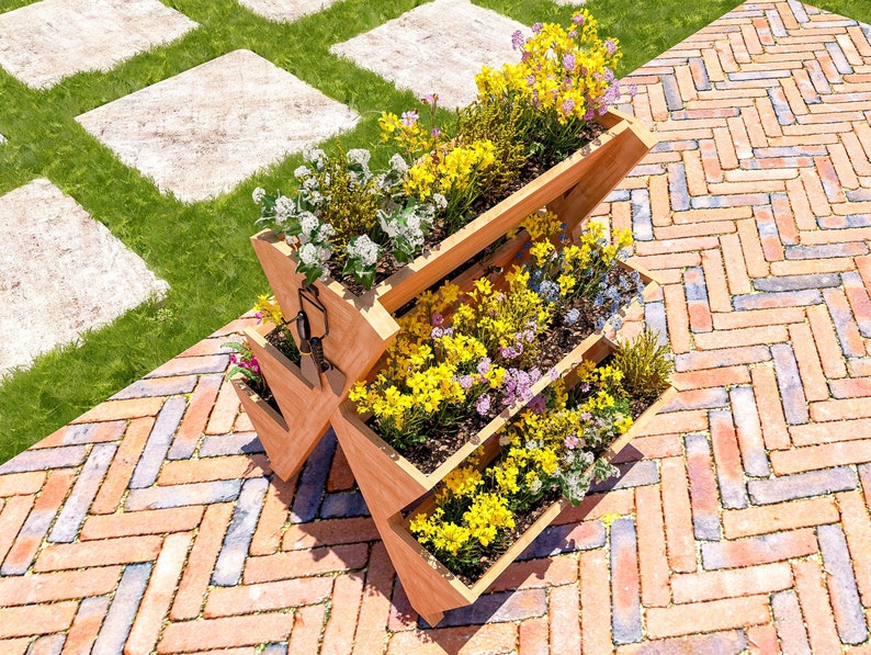 DIY 5 Box Planter Plans, Garden Herb Planter Plans, Wooden Flower Box Build Plans, Raised Multi Planter Plans, Tier Vegetable Planter Plans image 6