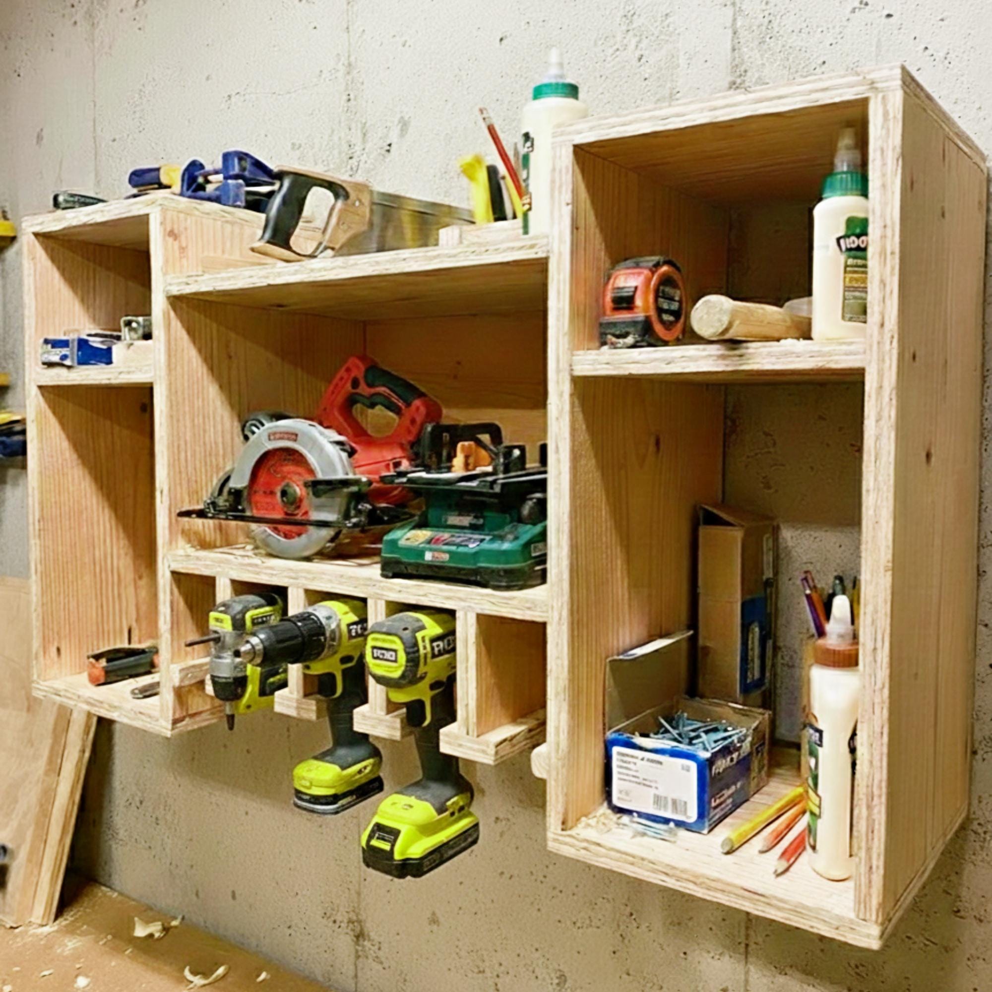Wall Mounted Tool Organizer DIY Plans: Woodworking Garage Storage (PDF ...