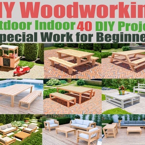 DIY Woodworking Furniture Plans, Wood Build Plans for Beginner, Step by Step Instructions, PDF Instant Download