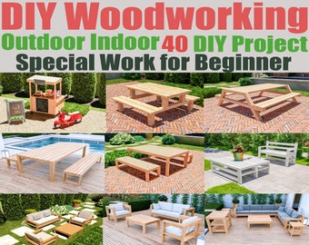 DIY Woodworking Furniture Plans, Wood Build Plans for Beginner, Step by Step Instructions, PDF Instant Download