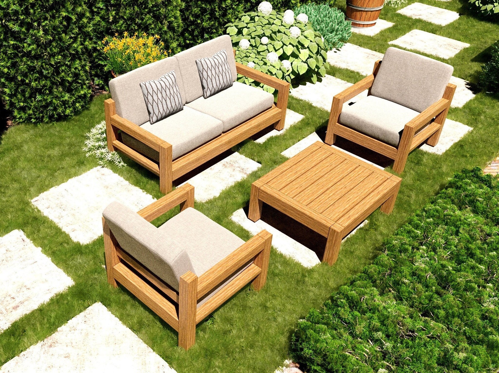 DIY Outdoor Furniture Plans Bundle: Patio Sofa, Garden Seating Set ...