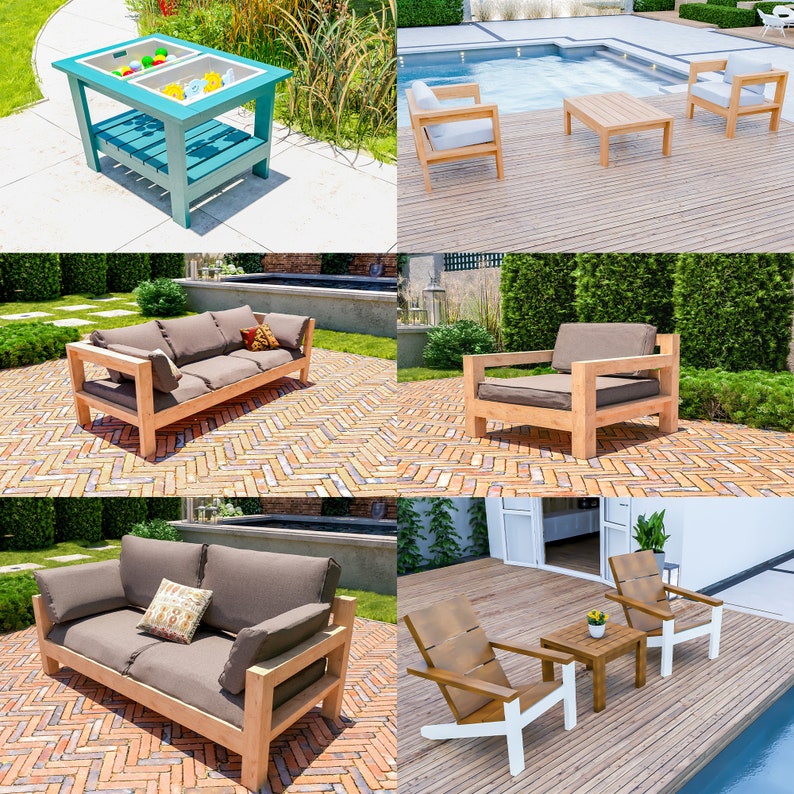 Discover a complete 40-plan DIY woodworking set for interior and exterior furniture. Includes printable construction blueprints for outdoor dining tables, picnic benches, Adirondack chairs, planter boxes, sectional sofa and sofa sets, garage storage shelves, and custom wood shelving. Perfect DIY woodworker resource offering step-by-step instructions, materials list, and cut diagrams. Great for backyard projects, home upgrades, furniture building, woodworking plans bundle. Instant PDF download.