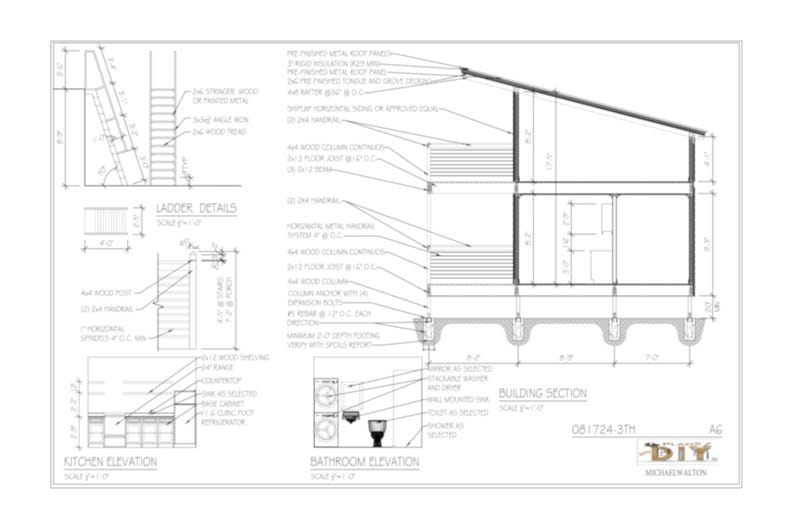 Modern tiny house plans with loft and spacious covered porches, perfect for small living enthusiasts. This 16x20 tiny home floor plan includes a functional 2-bedroom, 1-Bath, 1-Kitchen, open living space, and outdoor deck areas for relaxing. Ideal for anyone searching for small cabin designs, affordable housing solutions, or minimalist living ideas. Downloadable PDF building plans for easy construction.