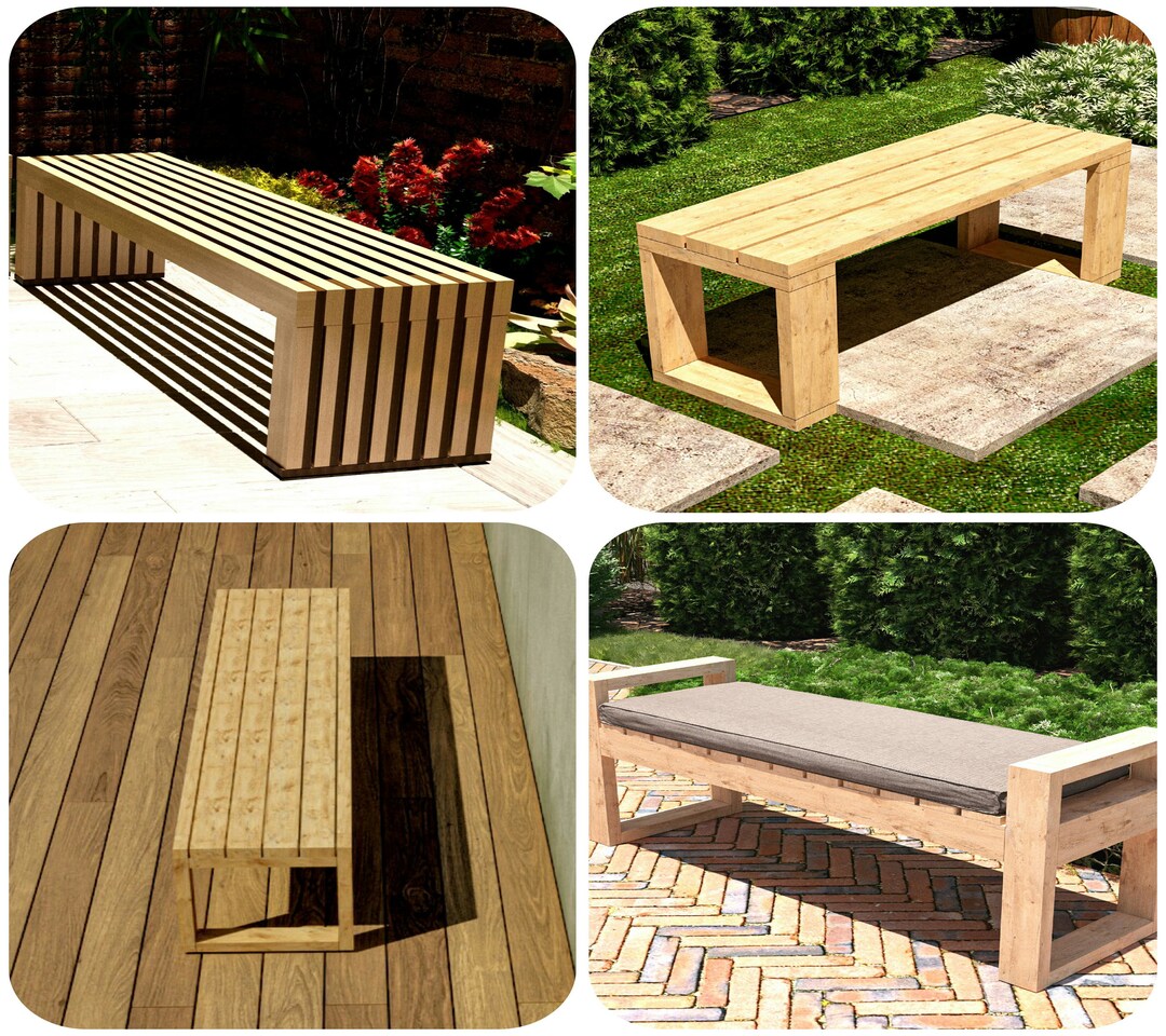 DIY Simple Bench Plans BUNDLE, Patio Sitting Bench Plans, Garden Bench