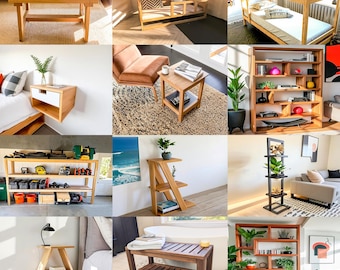 DIY Indoor Wood Furniture Build Plans – 12 Woodworking Projects - Wooden Furniture Building Guide - PDF Digital Download
