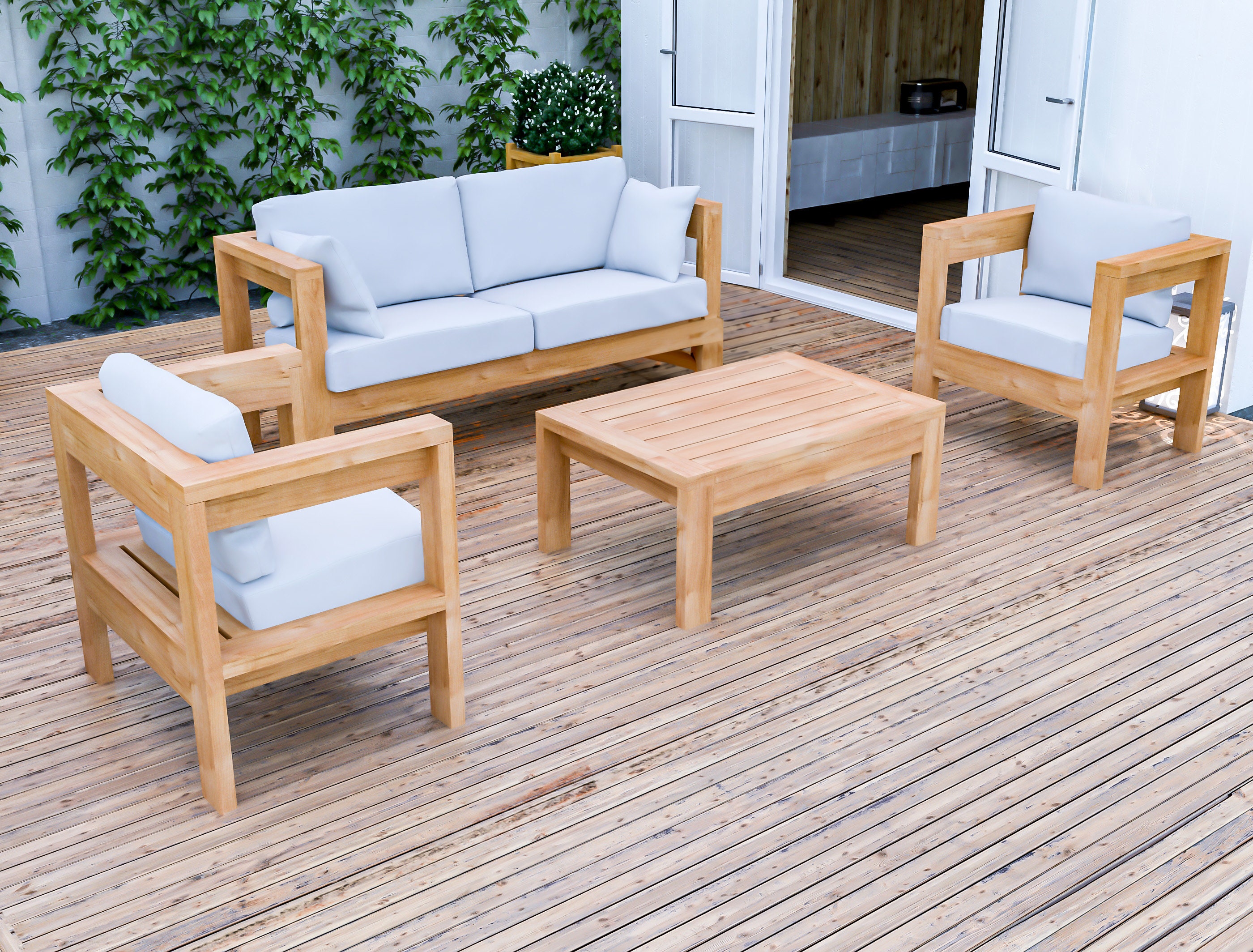 DIY Outdoor Sofa Set Plans: 2x4 Patio Furniture (PDF Download) - Etsy ...