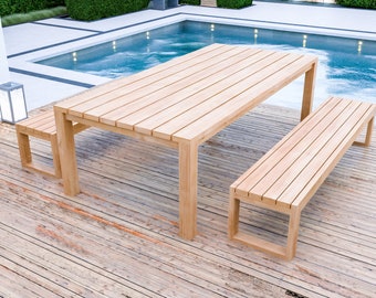 DIY Patio Picnic Table Plans, Garden Table Plans, Outdoor Dining Table Plans With Bench or Stool, Easy Build, PDF Instant Download