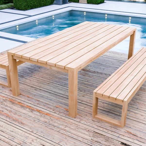 DIY Patio Picnic Table Plans, Garden Table Plans, Outdoor Dining Table Plans With Bench or Stool, Easy Build, PDF Instant Download
