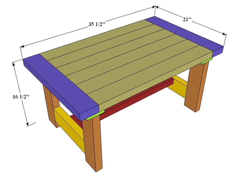 Here is a coffee table built entirely from 2x4 lumber. DIY Farmhouse Coffee Table build plans featuring a rustic wood design, perfect for living rooms, family spaces, or home decor updates. This step-by-step woodworking guide helps DIY enthusiasts and beginner woodworkers create a sturdy, stylish coffee table for any farmhouse or modern space. Showcase your craftsmanship with this handmade furniture project.
The overall dimensions this rustic coffee table:
H 16.5 inch, D 21 inch, W 35.5 inch