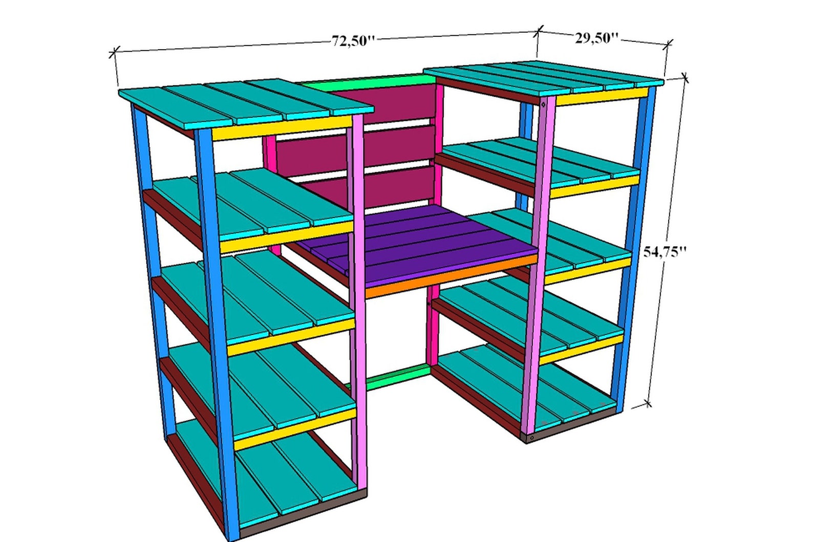 DIY Shelving Table Plans Useful Shelf Table Decorative Etsy