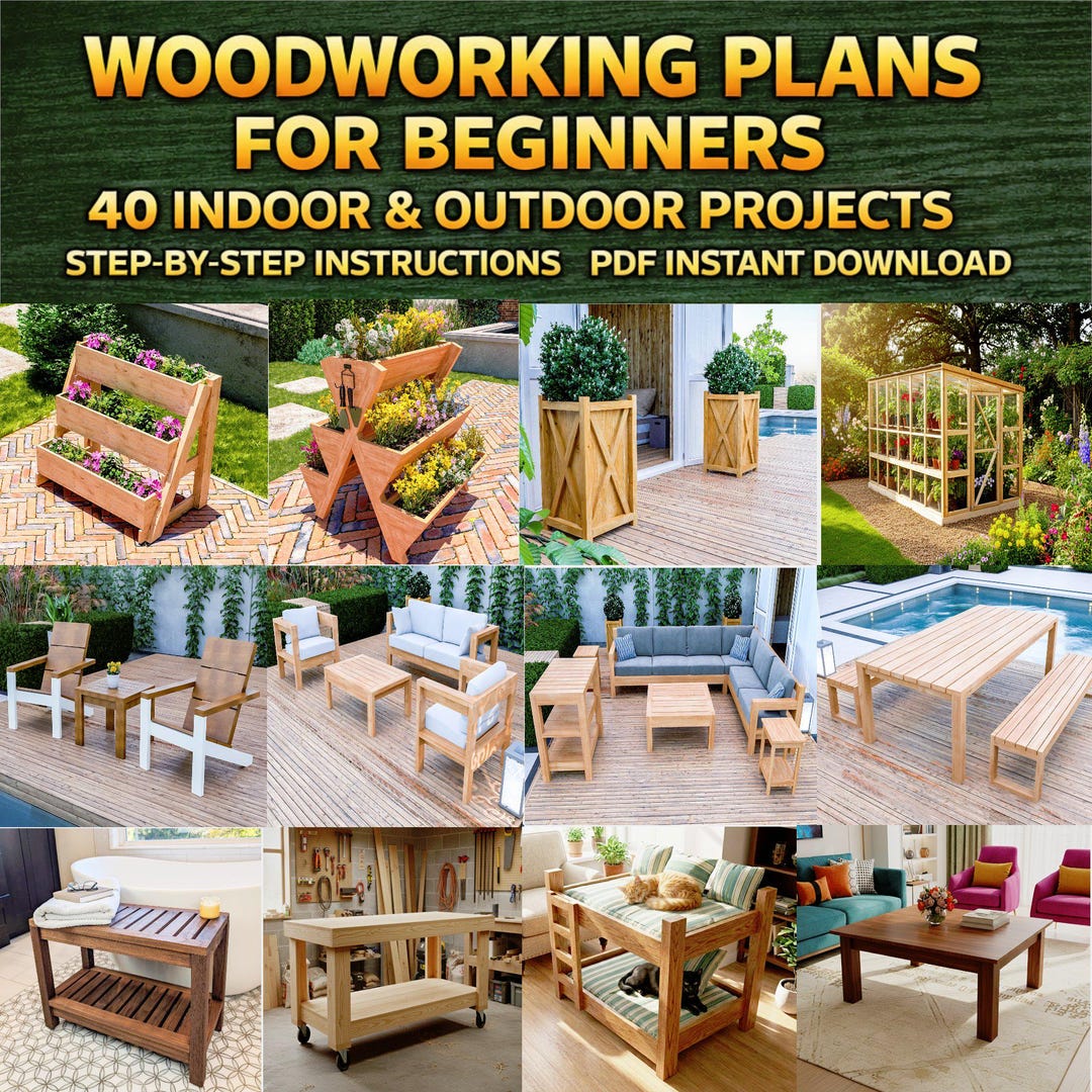 DIY Furniture Woodworking Plans for Beginners: 40 Outdoor-indoor ...