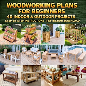 Planos de carpintería para muebles DIY para principiantes: 40 proyectos para exteriores e interiores (Descarga PDF)