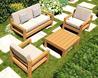 DIY Outdoor Furniture Sofa Set Plans, Patio Bench Plans, Garden Sofa Set Plans, Easy Build, Step by Step Instructions, PDF Instant Download