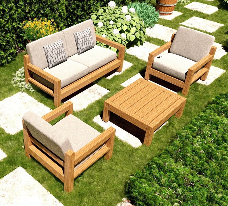 DIY Outdoor Furniture Sofa Set Plans, Patio Bench Plans, Garden Sofa Set Plans, Easy Build, Step by Step Instructions, PDF Instant Download image 1