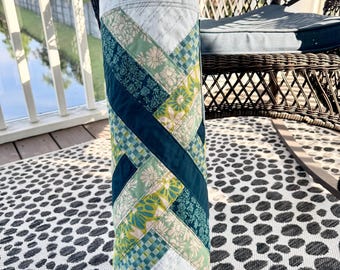 Handmade Yoga Mat Carrier Holder Bag Quilted with Pocket Boho Suzy Quilts and New York Public Library Fabric