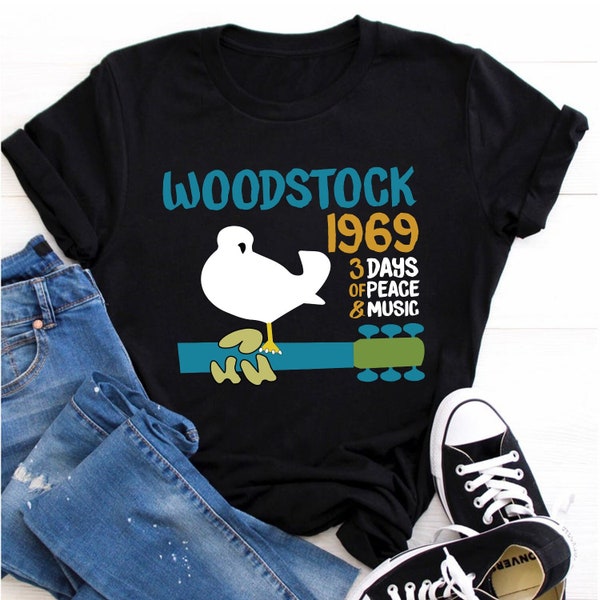 Woodstock Festival 1969s, Woodstock T Shirt, Vintage Musik Shirt - Peace Love 60s Shirt, 3 Days of Peace, woodstock 53th