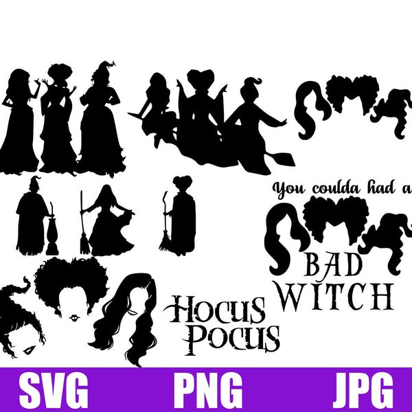 Hocus Pocus SVG, Sanderson Svg, Halloween Svg, Sanderson Sisters SVG, Monogram Clipart, Witch Hat SVG, Cricut, Silhouette Cut Files