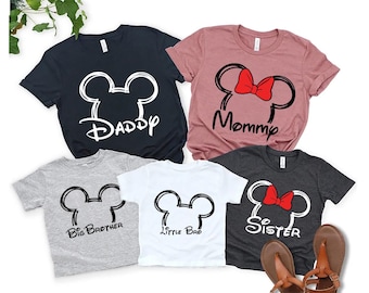 Camisetas familiares Disney, camisetas Disney, camisetas Disney Castle, camisetas Disney familiares a juego, camisetas Disney personalizadas para familia y mujer