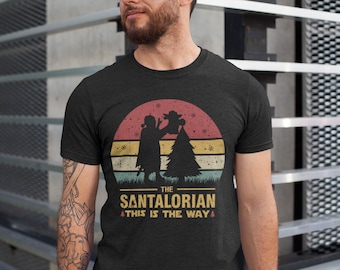 Camisa de Navidad Santalorian Star Wars, camisa de Navidad mandaloriana, camisa de Navidad de Disney, camisa de Navidad Mando, la camisa dadaloriana