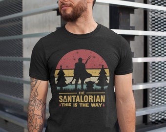 Camiseta navideña de Star Wars de Santalorian, camiseta navideña de Mandalorian, camiseta navideña de Disney, camiseta navideña de Mando, camiseta de The Dadalorian