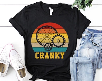 クランキーTシャツ ユニセックス、面白いバイクシャツ、サイクリングシャツ、バイク愛好家へのギフト、サイクリスト服、BMX、マウンテンバイク、サイクリングレトロヴィンテージシャツ