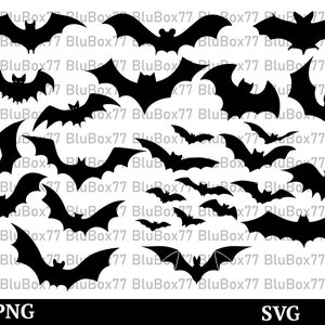 Halloween Bats SVG, Spooky Bats SVG, Bats Clipart, Bats PNG, Bats Silhouettes, Halloween Bats Cut File, Flying Bats Svg, Halloween Bats Png
