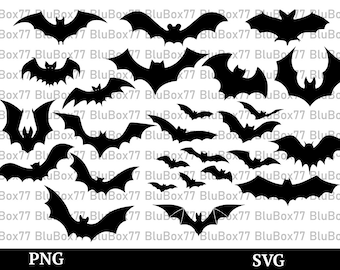 Halloween Bats SVG, Spooky Bats SVG, Bats Clipart, Bats PNG, Bats Silhouettes, Halloween Bats Cut File, Flying Bats Svg, Halloween Bats Png