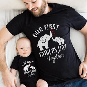 Our First Father&#39;s Day Shirts, Matching Daddy And Me Shirts, Custom Daddy and Me Shirts, Elephant Daddy And Me Shirt, 1st Fathers Day Gift