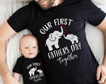 Le nostre prime camicie per la festa del papà, camicie abbinate a papà e me, camicie personalizzate per papà e me, camicia Elephant Daddy And Me, regalo per la festa del papà 1st