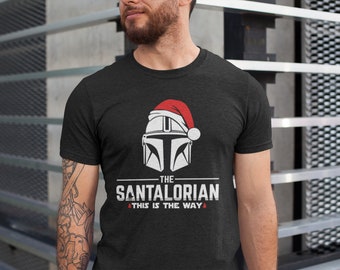 Camisa de Navidad Santalorian Star Wars, camisa de Navidad mandaloriana, camisa de Navidad de Disney, camisa de Navidad Mando, la camisa dadaloriana