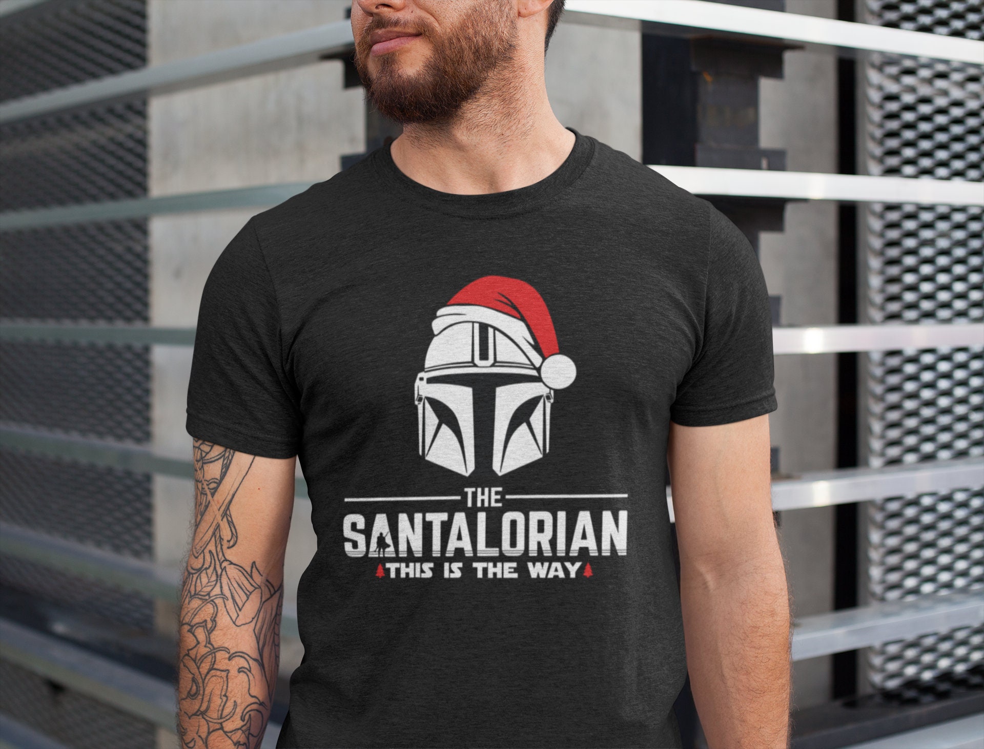 Discover Santalorian Star Wars Christmas Shirt, Mandalorian Christmas Shirt