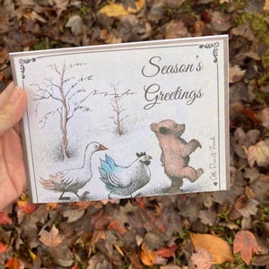 Little Bear & Friends Greeting Cards- Blank Greeting Card 5x7 Little Bear Design Vintage Look