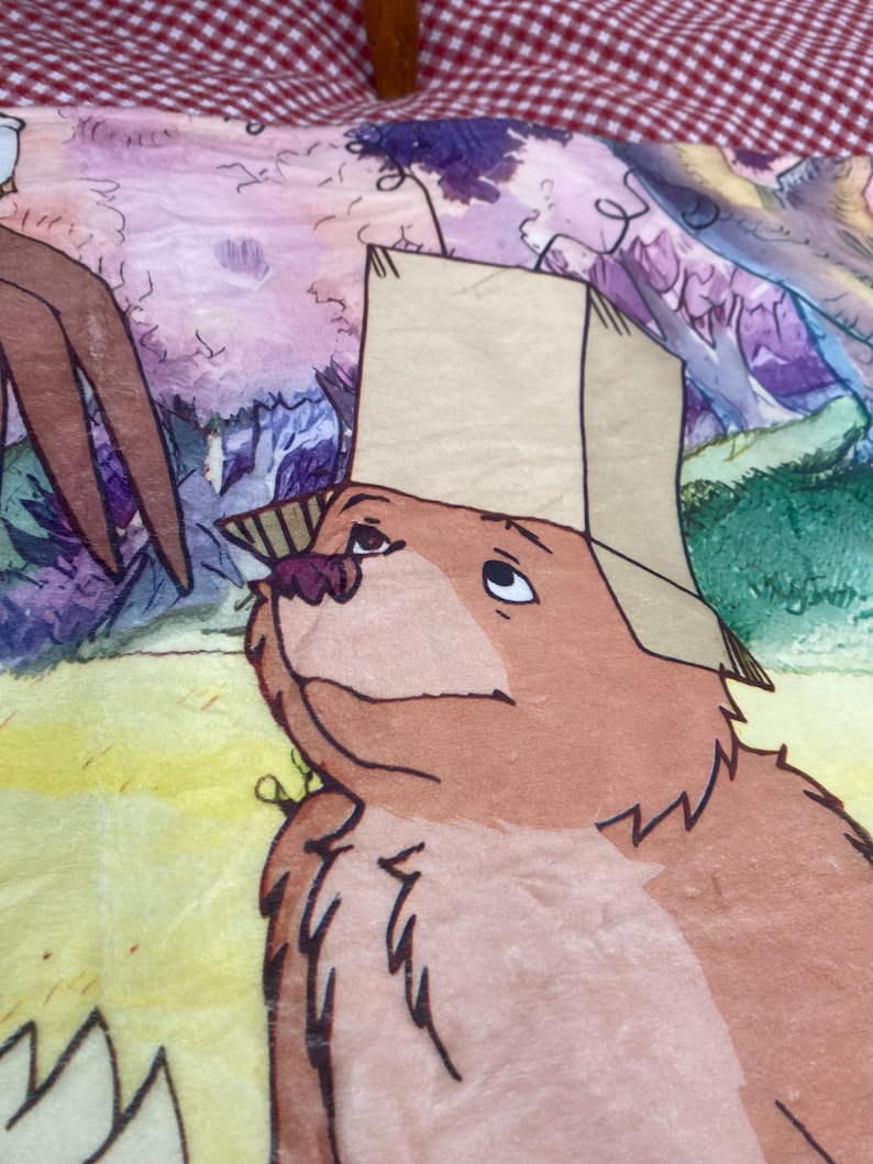 Classic Storybook Bear and Friends Blanket: 30x40 Polyester Fleece | True Friends Forever | Watercolor-Like Design | Lightweight and Thin image 6