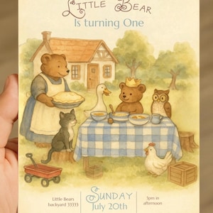 Geburtstagseinladung Little Bear & Friends | Digitaler Download | 1-3 Werktage | Dies ist KEINE selbst bearbeitbare Vorlage. Ich werde personalisieren!
