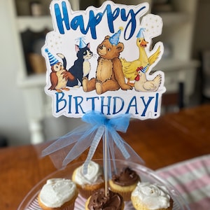 Orsetto e amici: decorazione per torta per feste / decorazioni stampabili a forma di animali / orso / download digitale / rosa e blu / PNG e PDF