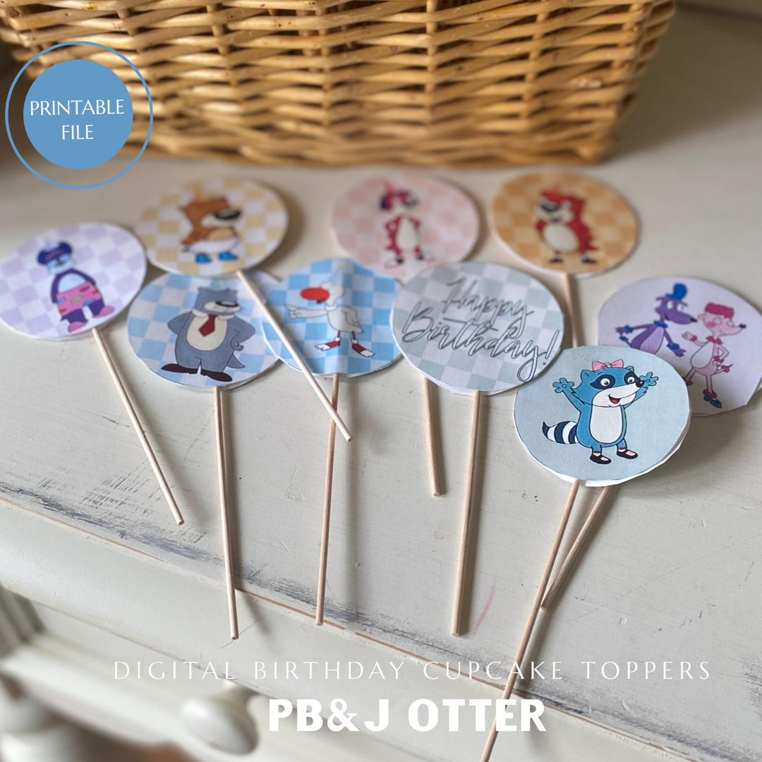 Otter and Friends: Party Large Cupcake Toppers | Buffalo Check ...