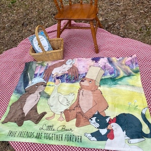 Classic Storybook Bear and Friends Blanket: 30x40 Polyester Fleece | True Friends Forever | Watercolor-Like Design | Lightweight and Thin image 10